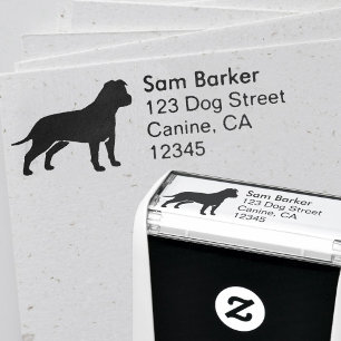 AmStaff Hund Silhouette-Returadress Självfärgande Stämpel