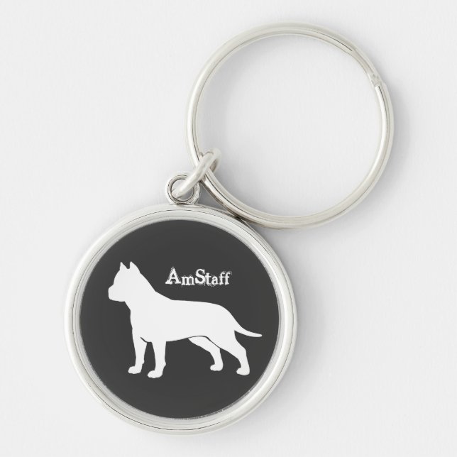 AmStaff Rund Silverfärgad Nyckelring (Framsidan)