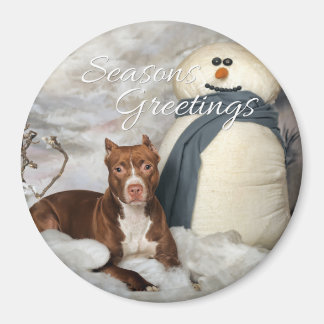 AmStaff "Säsonhälsningars" Round Magnet