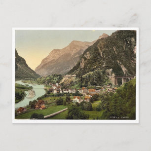 Amsteg, från järnvägen, St. Gotthard Railway, Sw Vykort