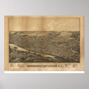 Amsterdam 1881 & port Jackson, panorama- karta för Poster