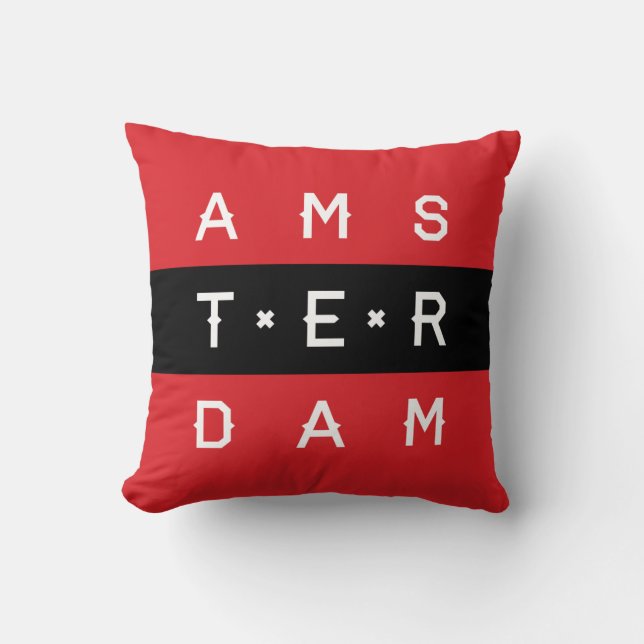 Amsterdam 3 Linjer Typografisk Kudd Kudde (Framsida)