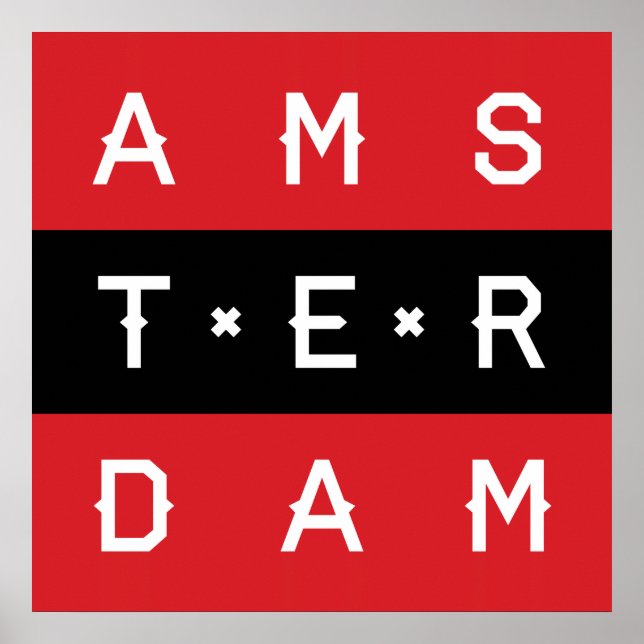 Amsterdam 3-linjetypografisk Poster (Framsidan)