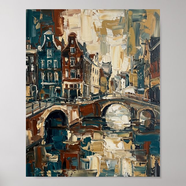 Amsterdam Affisch Lyx Abstrakt Oljemålning (Framsidan)