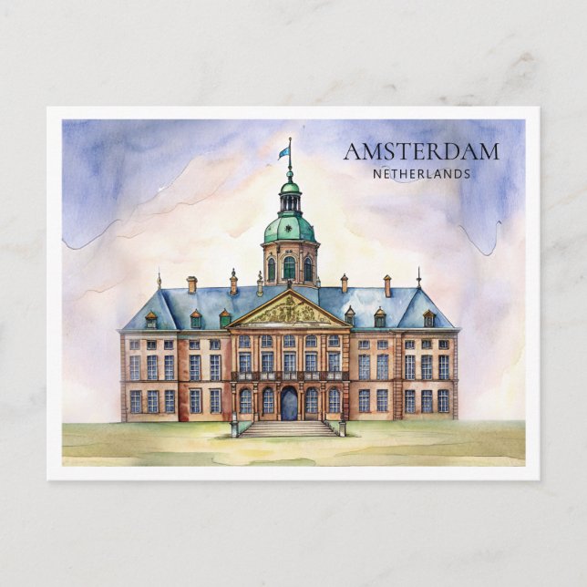 Amsterdam Akvarell Postkort Helg Vykort (Framsida)