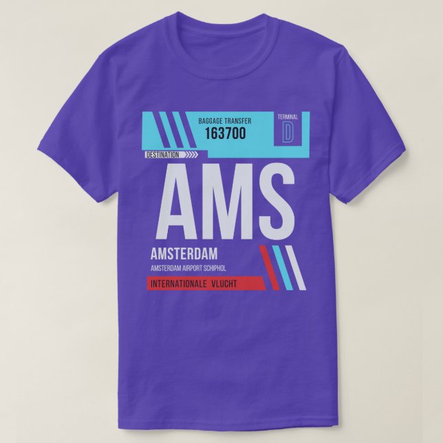Amsterdam AMS flygplatskod Märkre 2 T Shirt (Design framsida)