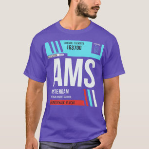 Amsterdam AMS flygplatskod Märkre 2 T Shirt