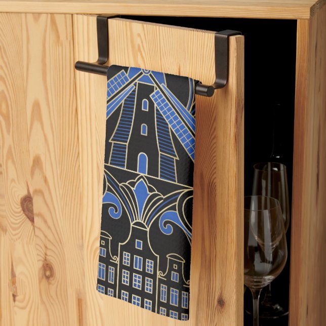 Amsterdam Art Deco | Väderkvarnar Kökshandduk (Thirds Fold)