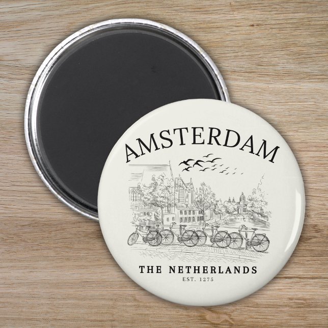 Amsterdam Beautiful Vintage Scene Magnet (Skapare uppladdad)