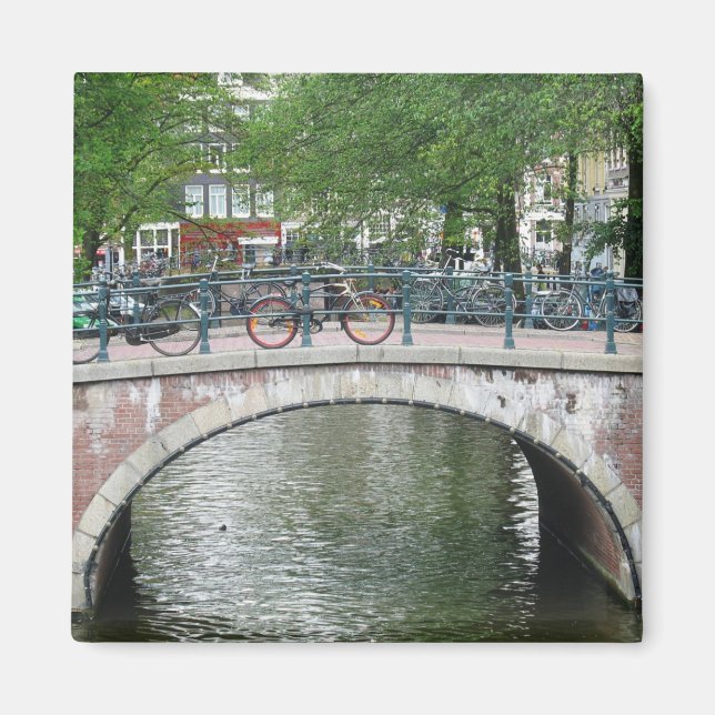 Amsterdam Bicycles Bridge Fridge Magnet (Framsidan)