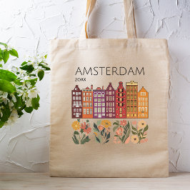Amsterdam Blommigt Canal Houses Tygkasse