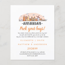 AMSTERDAM Bröllop Handdragen Skyline Modern Inbjud