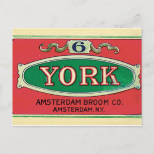 Amsterdam Broom Company New York NY Vintage Label Vykort