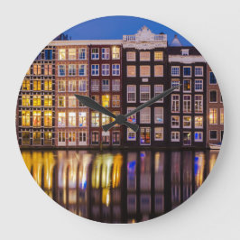 Amsterdam Byggnad Round Wall Clock Stor Klocka
