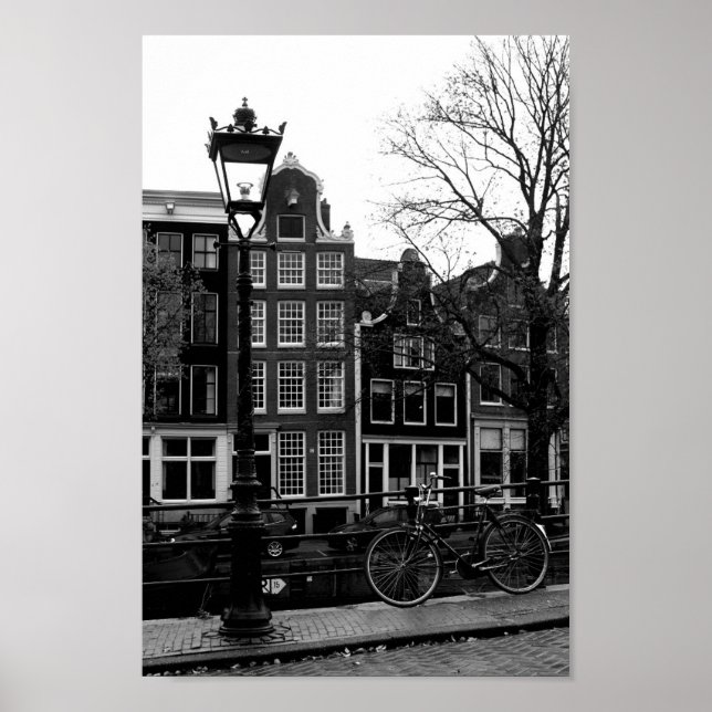 Amsterdam Canal Black and White Photo Poster (Framsidan)