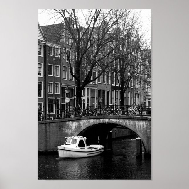 Amsterdam Canal Black and White Photo Poster (Framsidan)