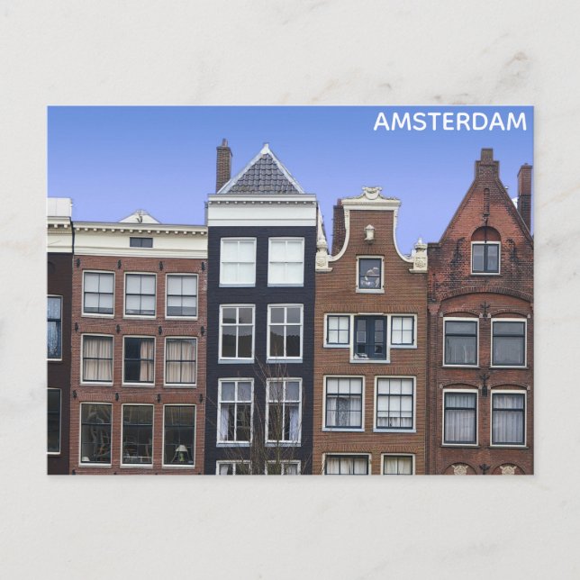 Amsterdam Canal Homes Dutch Travel Vykort (Framsida)
