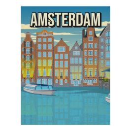 Amsterdam Canal House Art Print Netherlands Travel Perfect Poster