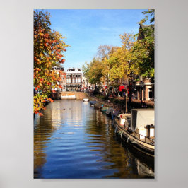 Amsterdam Canal Houseboat Late Sommar Photo Poster