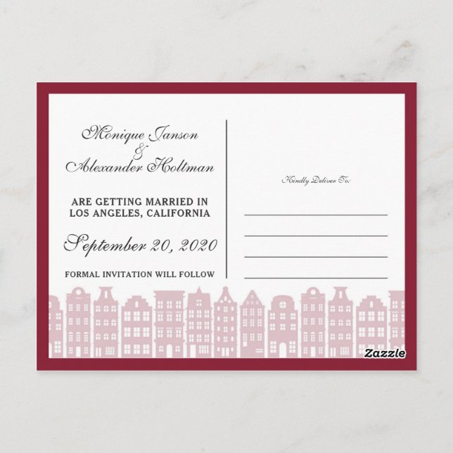 Amsterdam Canal Houses Dutch Spara Marsala Vykort (Baksida)