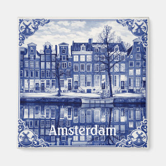 Amsterdam canal houses square magnet