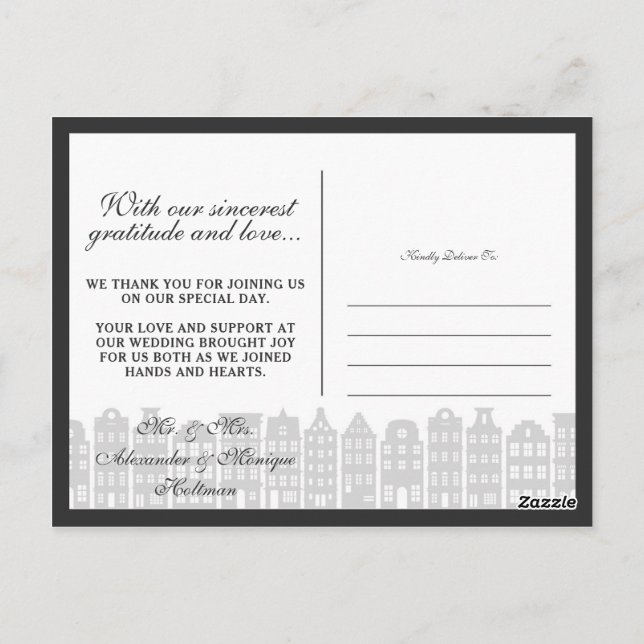 Amsterdam Canal Houses Tack Photos Collage Vykort (Baksida)