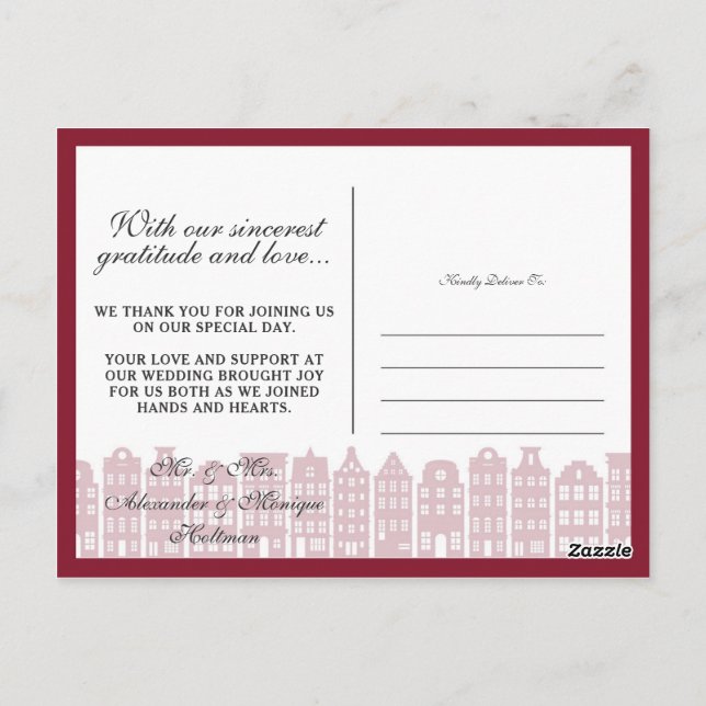 Amsterdam Canal Houses Tack Photos Collage Vykort (Baksida)