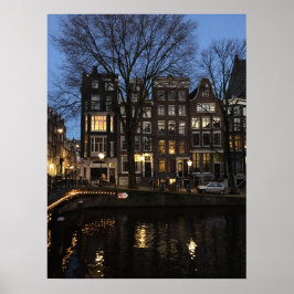 Amsterdam Canal kvällsglow Photo Poster