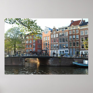 Amsterdam Canal och Bridge Poster