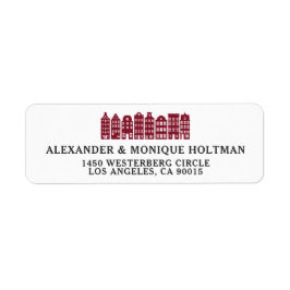 Amsterdam Canal Row House Dutch Red Returadress Returadress Etikett
