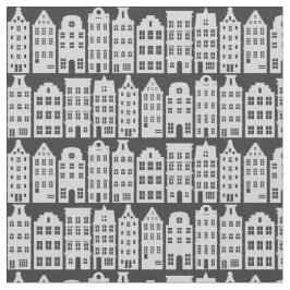Amsterdam Canal Row Houses Charcol Silver Mönster Tyg