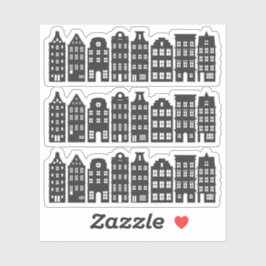 Amsterdam Canal Row Houses Dutch Grachtenpanden Klistermärken