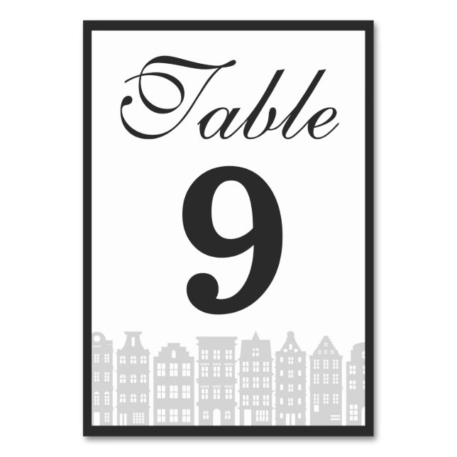 Amsterdam Canal Row Houses Dutch Wedement Receptio Bordsnummer (Framsidan)