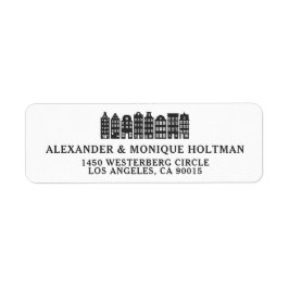 Amsterdam Canal Row Houses Netherlands Returadress Etikett