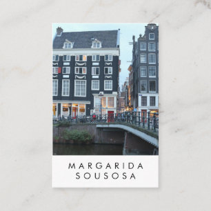 Amsterdam Canal Twilight Photo Travel Turism Visitkort