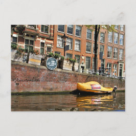 Amsterdam, Canal, Wooden Shoe Boat Vykort