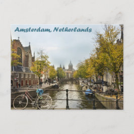 Amsterdam Canals in Autumn Postacrd Vykort