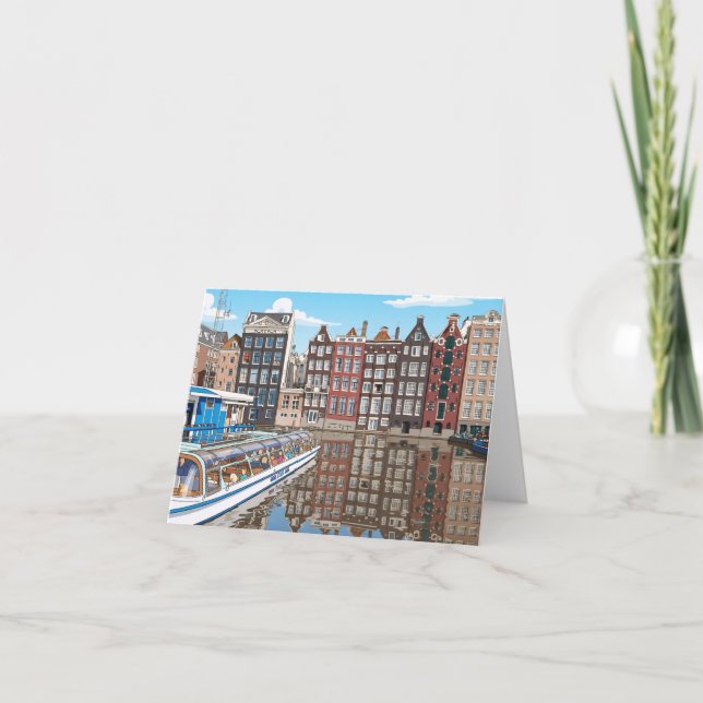 Amsterdam canalside houses greeting card kort (Framsida)