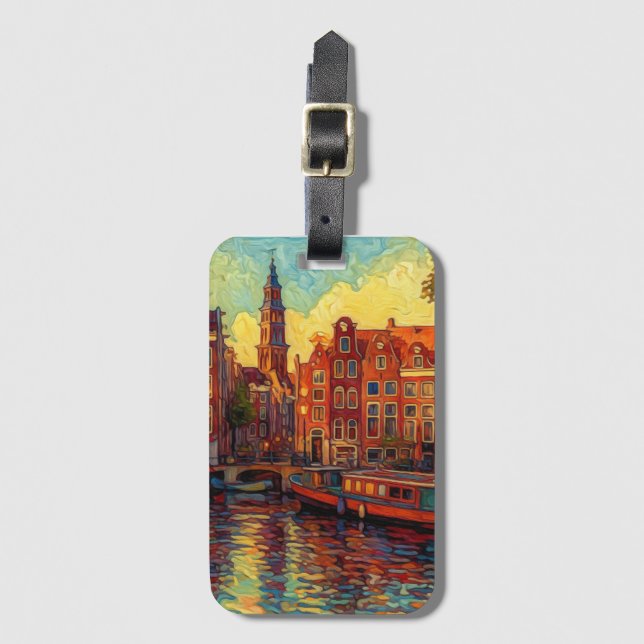 Amsterdam canhouse van Gogh stil Bagagebricka (Framsida vertikal)