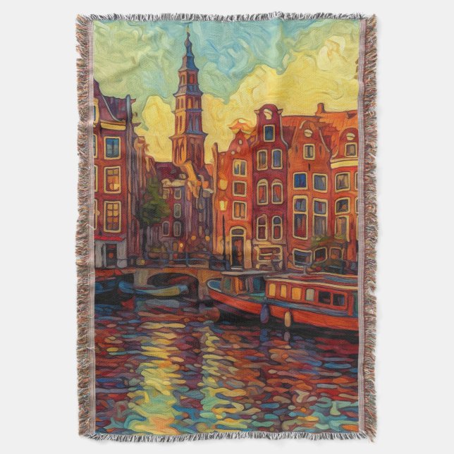 Amsterdam canhouse van Gogh stil Filt (Framsidan Vertikal)