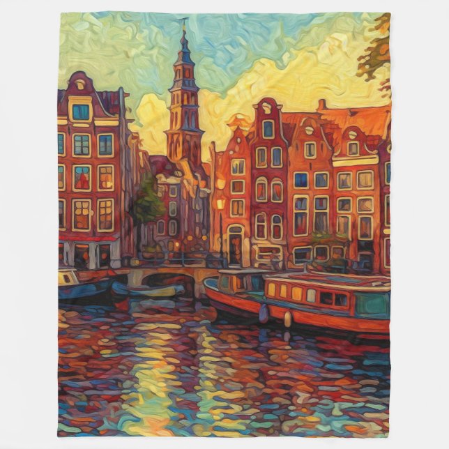 Amsterdam canhouse van Gogh stil Fleecefilt (Framsidan)