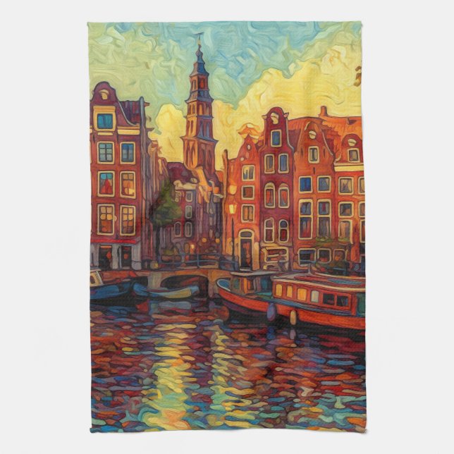 Amsterdam canhouse van Gogh stil Kökshandduk (Vertikal)