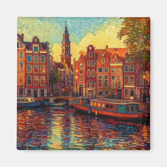 Amsterdam canhouse van Gogh stil Magnet (Framsidan)