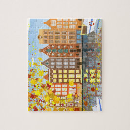 Amsterdam City Autumn Puzzle med Gift Box Pussel