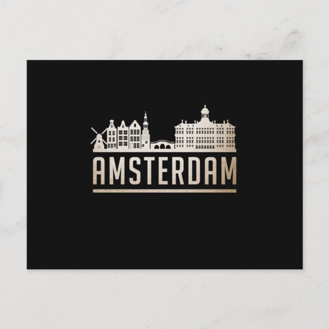 Amsterdam City Cityscape Skyline Funny Gift Idea Vykort (Framsida)