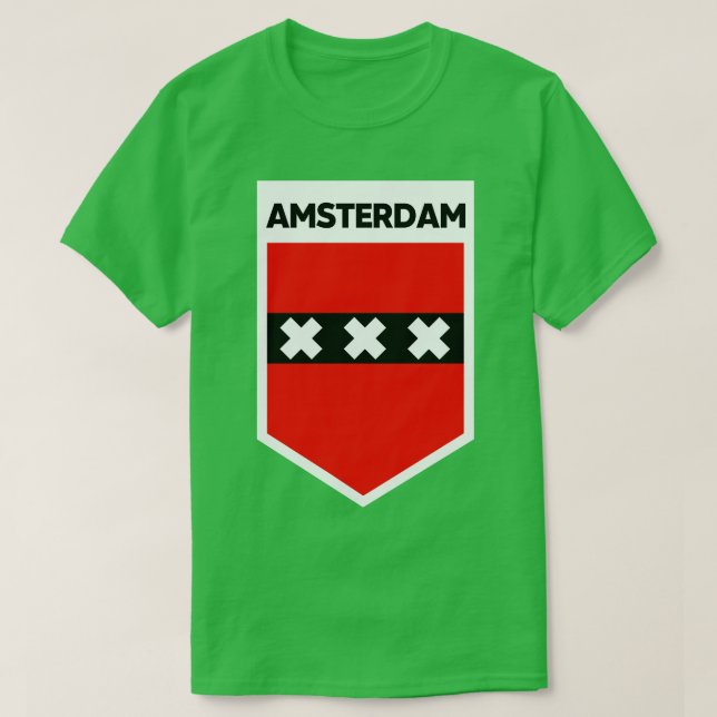 Amsterdam City Flagga Emblem T Shirt (Design framsida)