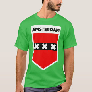 Amsterdam City Flagga Emblem T Shirt