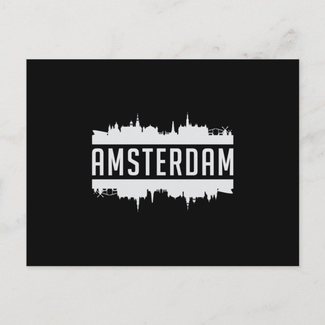 Amsterdam City Skyline Cityscape Funny Gift Idea Vykort (Framsida)