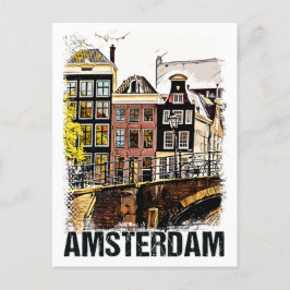 Amsterdam City Streets Vintage resor Poste Vykort