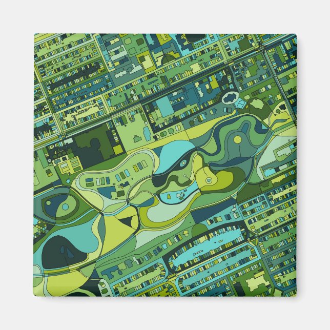 Amsterdam City Structure Karta Magnet (Framsidan)